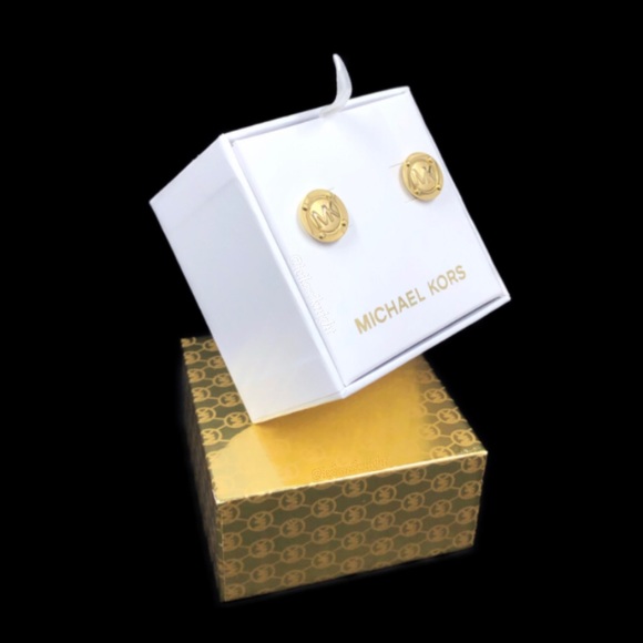 Michael Kors Gold Tone Astor Stud Logo Earrings - Picture 4 of 13